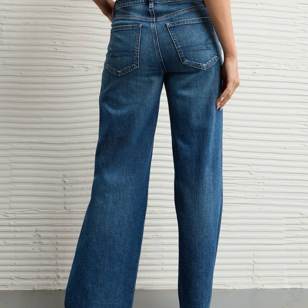 American Eagle Dark Blue  Super High Rise Baggy Wide Leg Jeans 6 - Picture 8 of 9